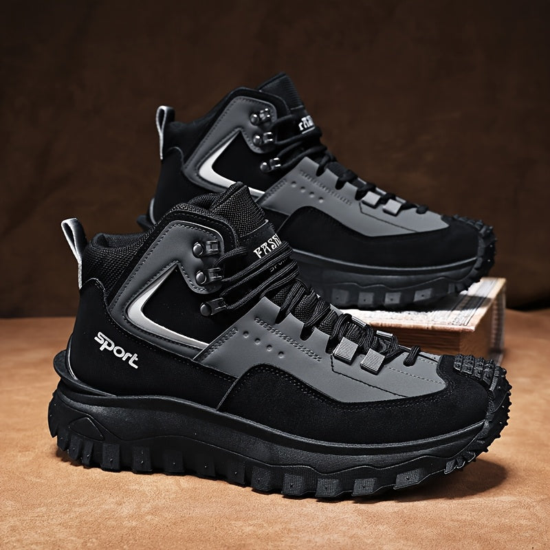 Men's Walking Shoes Color Block Anti-Slip Wear-Resistant PU Upper - Lightweight Casual Street Sport Sneakers for Outdoor Travel, Sizes US 7-12.5