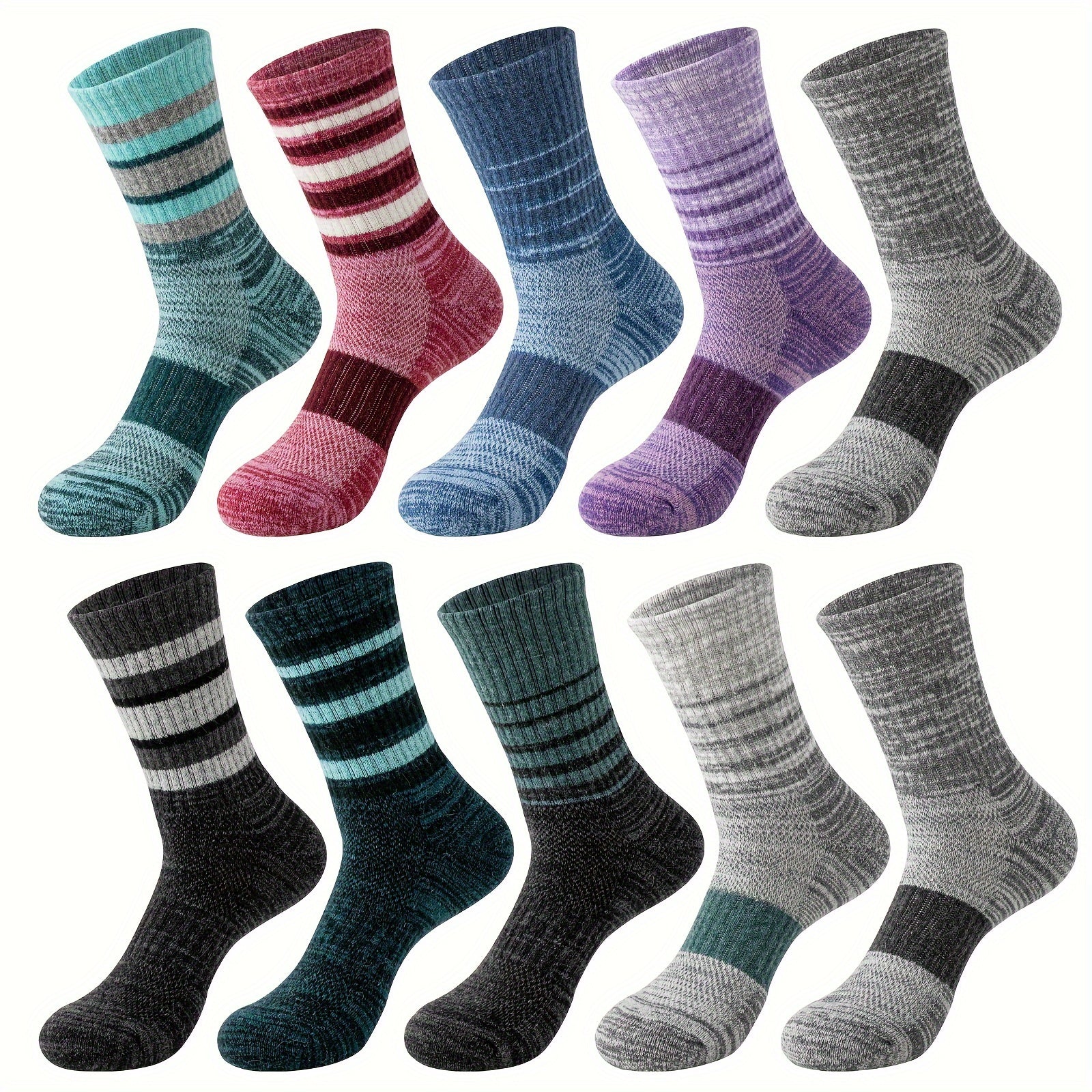 Merino Wool Hiking Socks 5 Pairs Men Women Compression Cushion Breathable Outdoor Trail Running Camping Festival Gift Socks