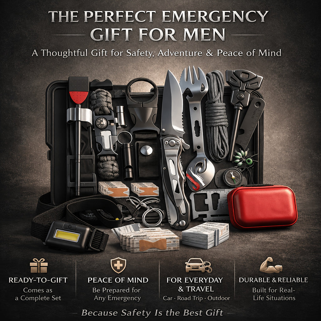 Survival Kit 19-in-1 Outdoor Emergency Gear Set with Carry Box – Camping Accessories Tactical Gear for Camping Hiking Hunting Fishing