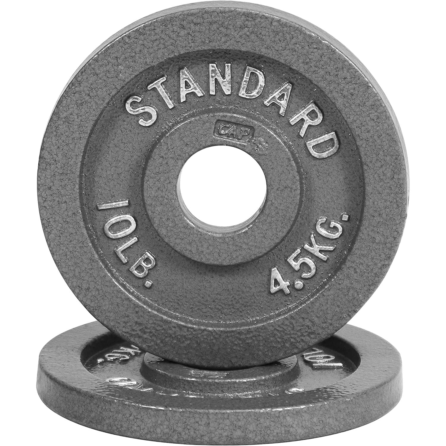 CAPHAUS 2-Inch Solid Cast Iron Weight Plates for Strength Training Weightlifting Bodybuilding Powerlifting - Grey Baked Enamel Barbell Plates 2.5LB 5LB 10LB 25LB 35LB 45LB 100LB Single & Sets