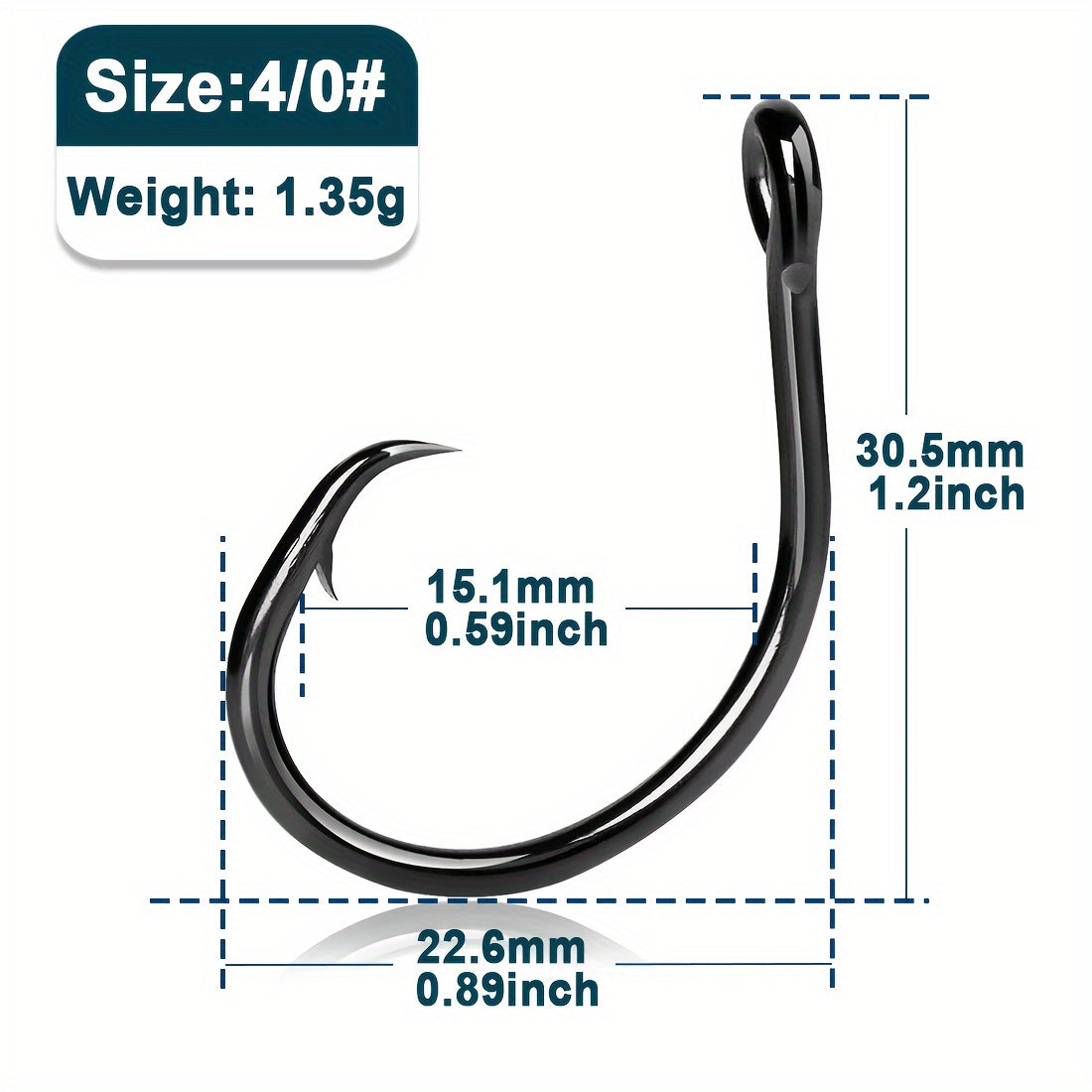 Circle Hooks for Fishing 50 Pack – High Carbon Steel Wide Gap Non-Offset Bait Hooks for Catfish, Bass, Salmon, Trout, Saltwater & Freshwater, Sizes 1# to 6/0#, Catch & Release Friendly
