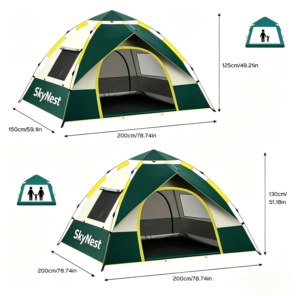 SKYNEST Instant Setup Camping Tent 1-4 Person All Season with Dual Doors & Mesh Windows – Windproof Lightweight Pop Up Tent for Camping Hiking Hunting