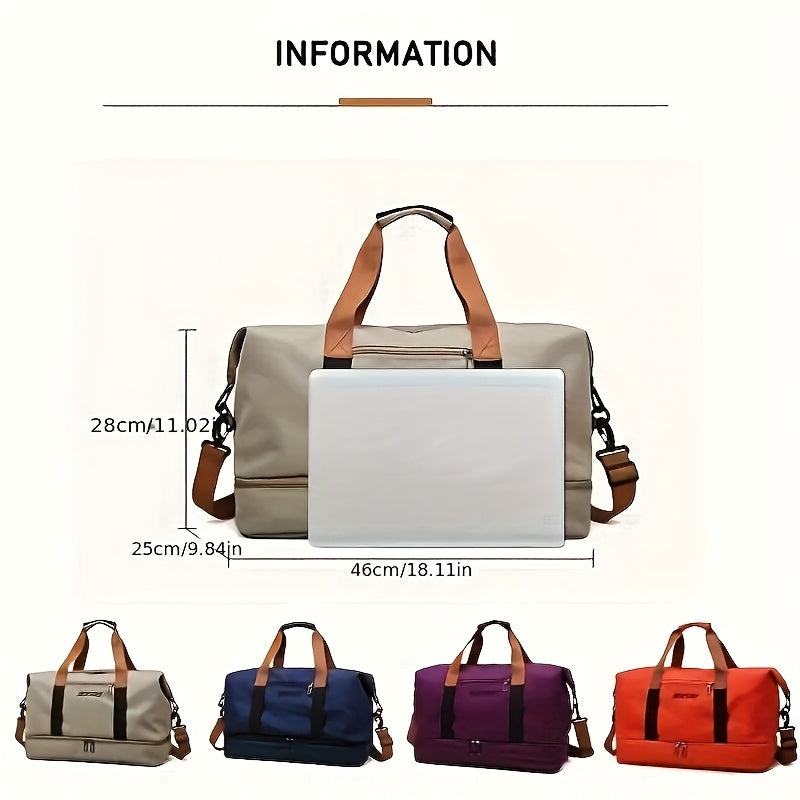 Dry Wet Separation Travel Bag for Women – Large Capacity Herringbone Gym Yoga Fitness Bag, Overnight Weekend Tote Handbag for Leisure Outdoor Travel & Sports