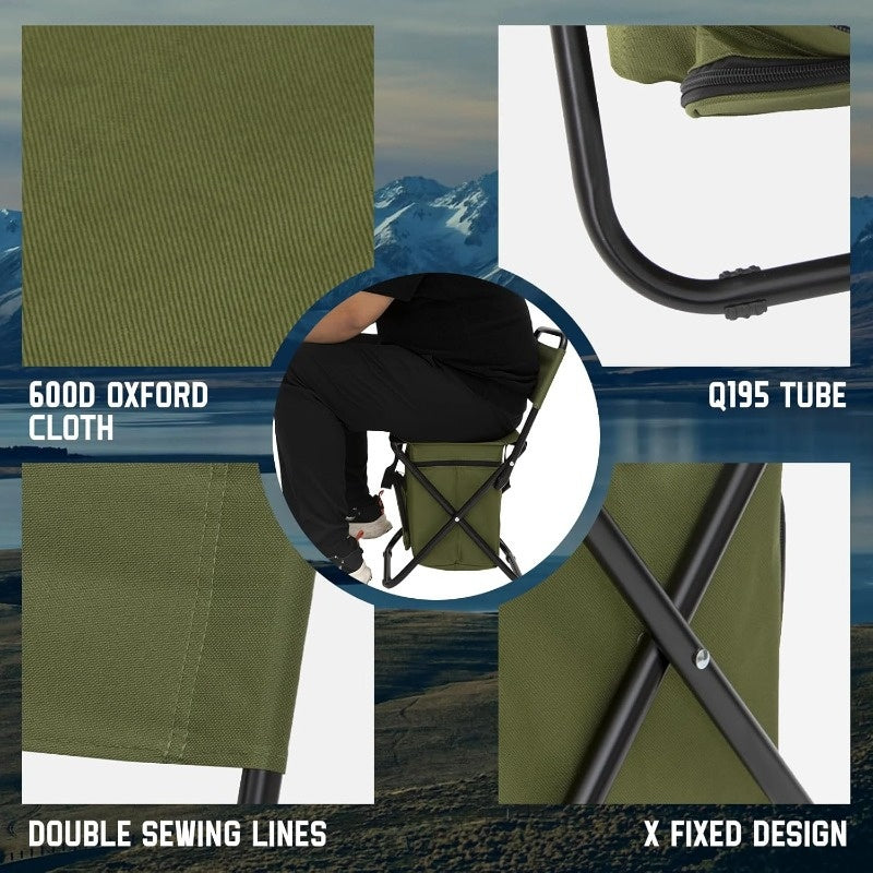 Folding Camping Chair Lightweight Backpack Carry Backrest Stool High Weight Capacity – Portable Outdoor Seat for Camping Hunting Fishing Hiking