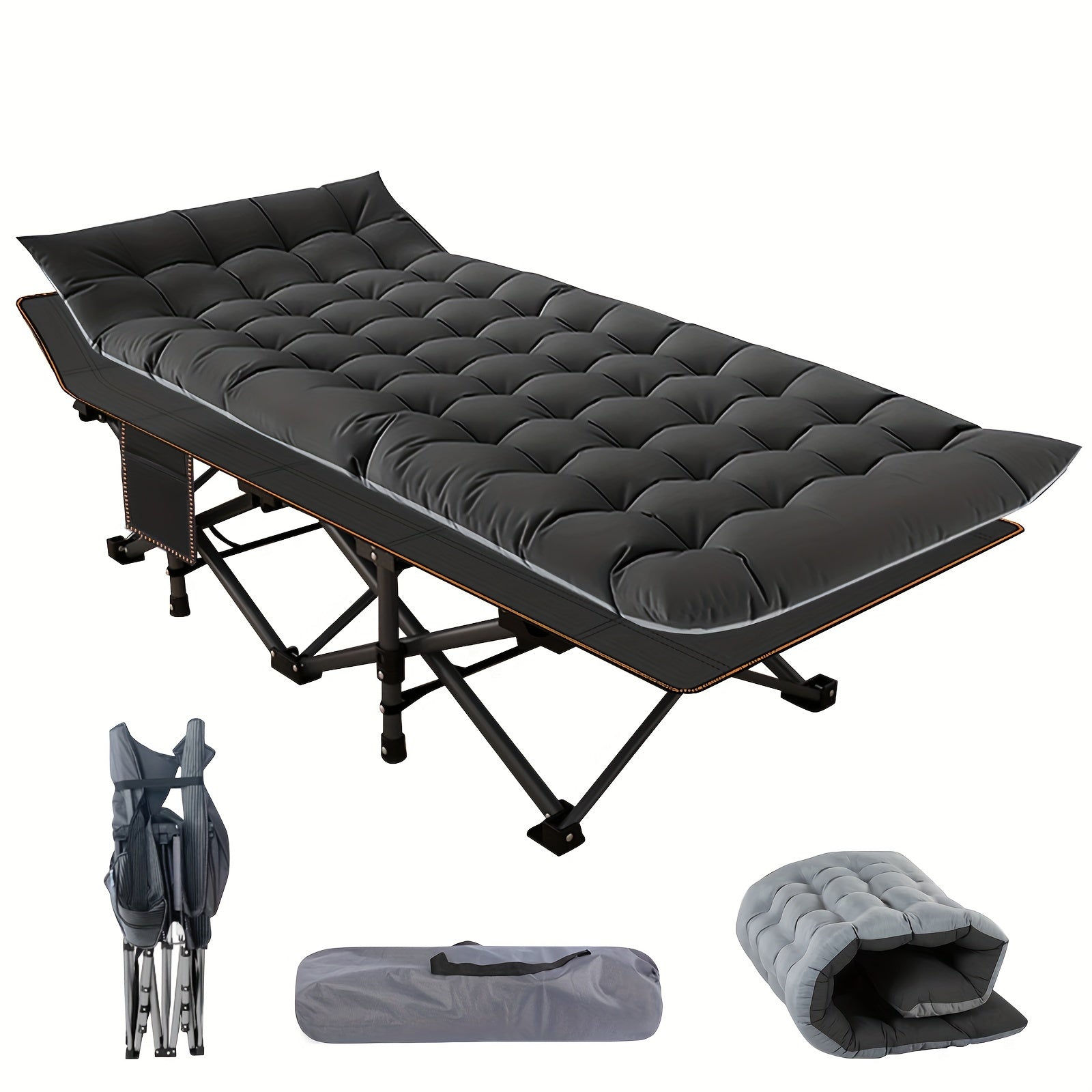 Folding Camping Cot with Mattress 75 Inch Heavy Duty – Portable Sleeping Cot with Carry Bag for Adults, Camping, Hunting, Travel & Guest Bed Indoor Outdoor