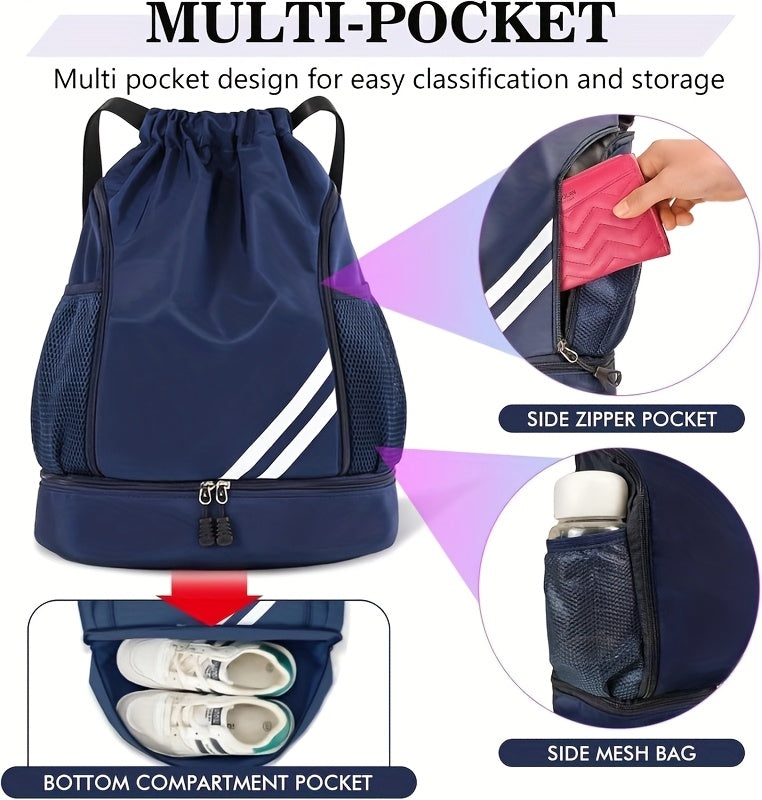 Drawstring Sports Backpack Gym Bag Lightweight for Men & Women – Basketball, Yoga & Fitness Bag with Shoulder Strap, Polyester Lining & Drawstring Pouch