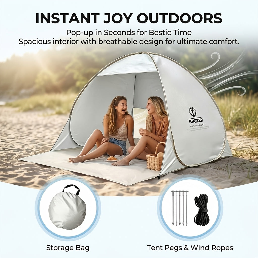 Pop Up Camping Tent 2-3 Person Instant Setup – Portable Sun Shade Shelter with Storage Bag, Foldable Outdoor Canopy for Camping Backyard Garden Beach Hiking Leisure