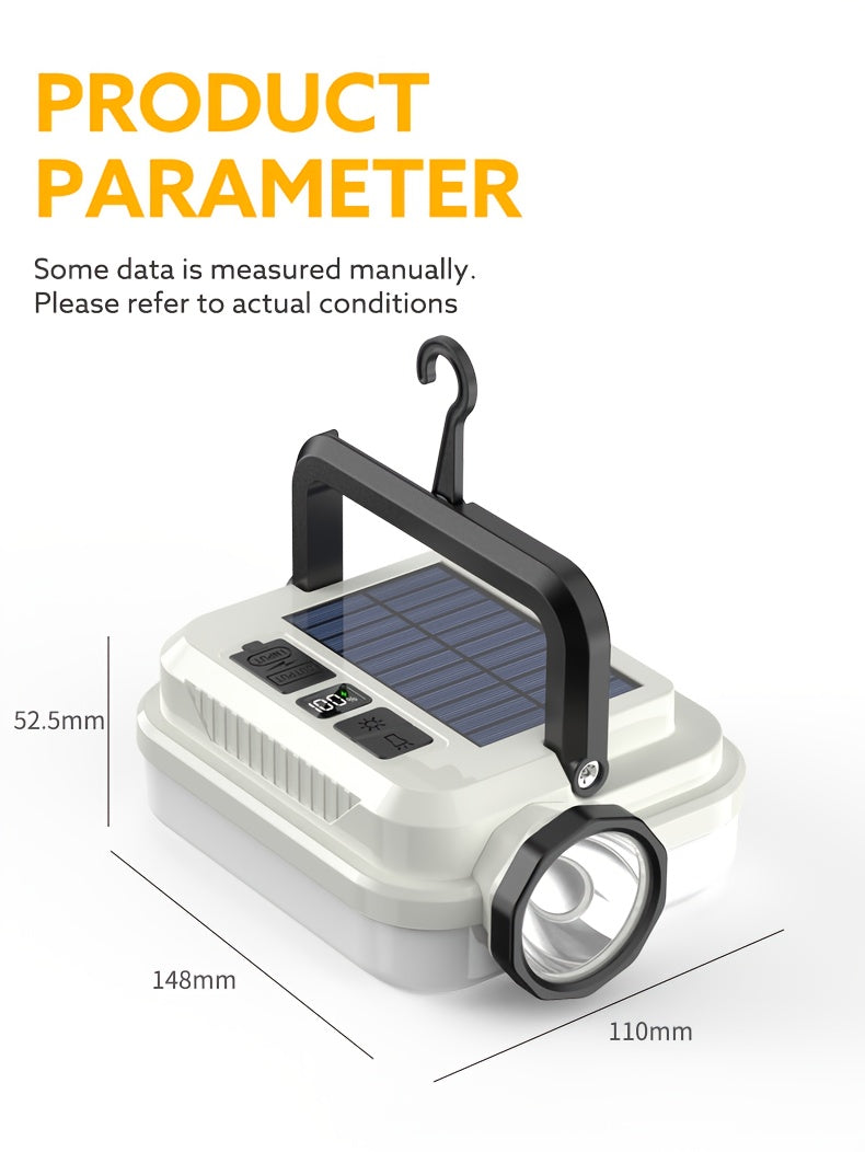 Solar Rechargeable Flashlight Ultra Bright – 3600mAh Lithium Battery, 8 Lighting Modes, Hidden Hook, Portable Camping Flashlight for Camping, Climbing, Fishing & Emergency, Great Gift for Men