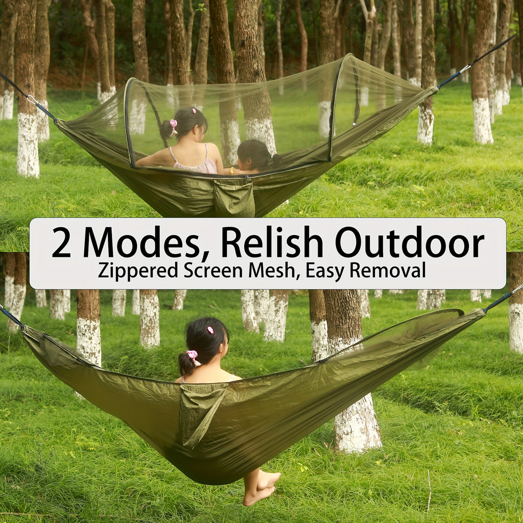 3-in-1 Double Camping Hammock with Mosquito Net and Sun Shade Durable Lightweight Portable for Camping Hiking Backpacking Picnic Garden Patio Park Outdoor Adventures