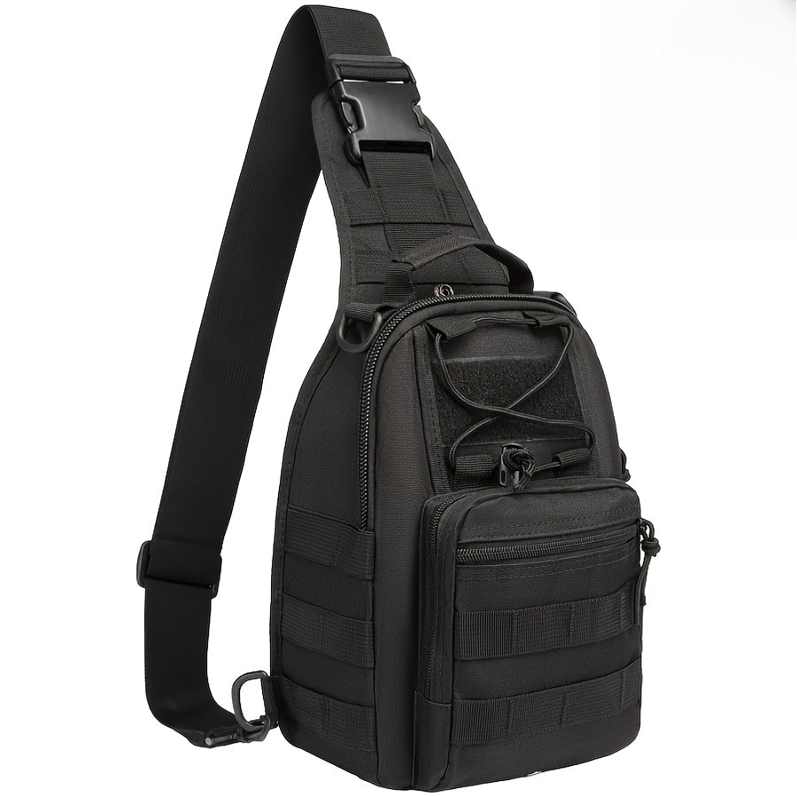 Tactical Sling Bag Outdoor Chest Pack Crossbody – Oxford Fabric Single Shoulder Backpack for Hiking Camping Travel Cycling EDC Hunting – Tan Green Black & American Flag Editions