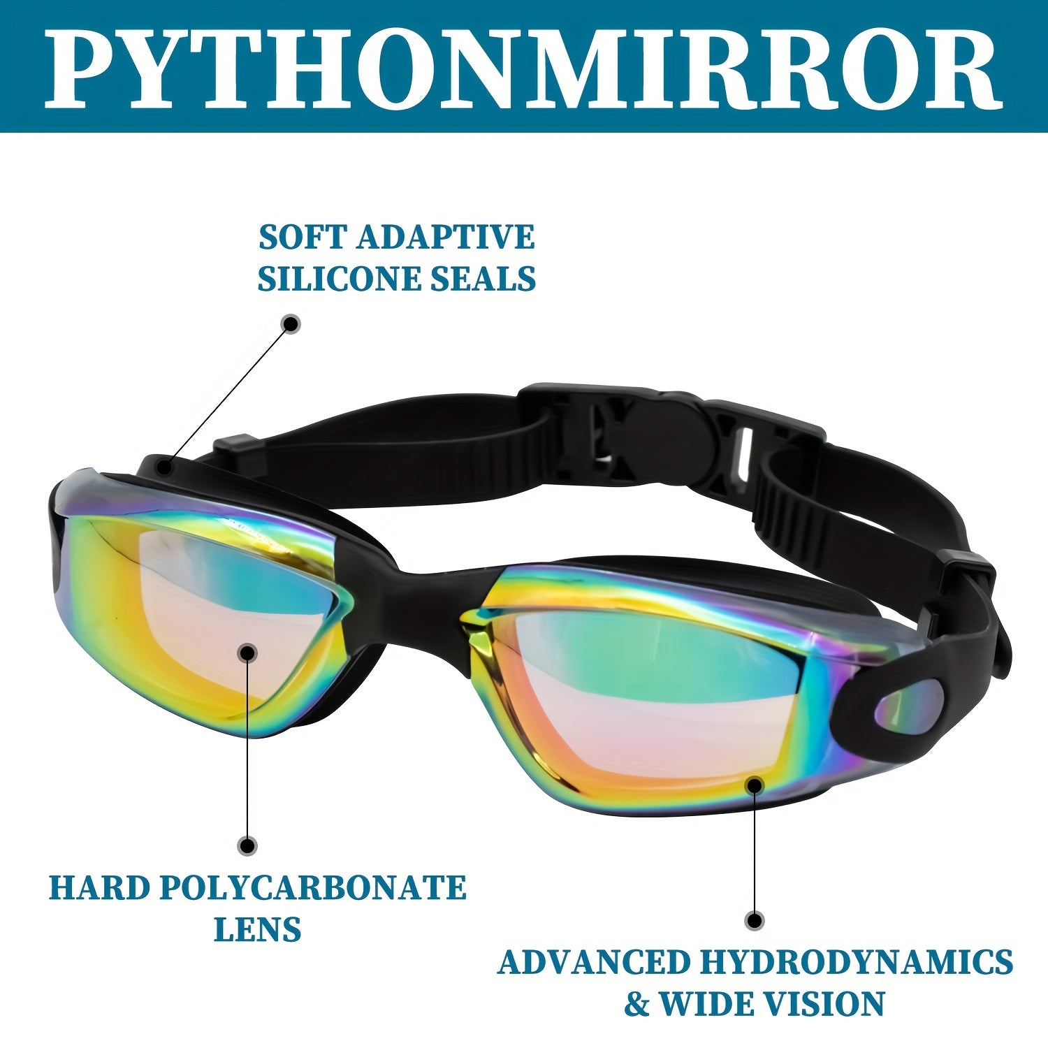 2-Pack HD Swim Goggles Gold-Plated Lens Anti-Fog Anti-Leak with Adjustable Strap & Earplugs - Professional Clear Vision Pool Goggles for Beginners, Daily Training, Men & Women (Black/White or Blue/Red)