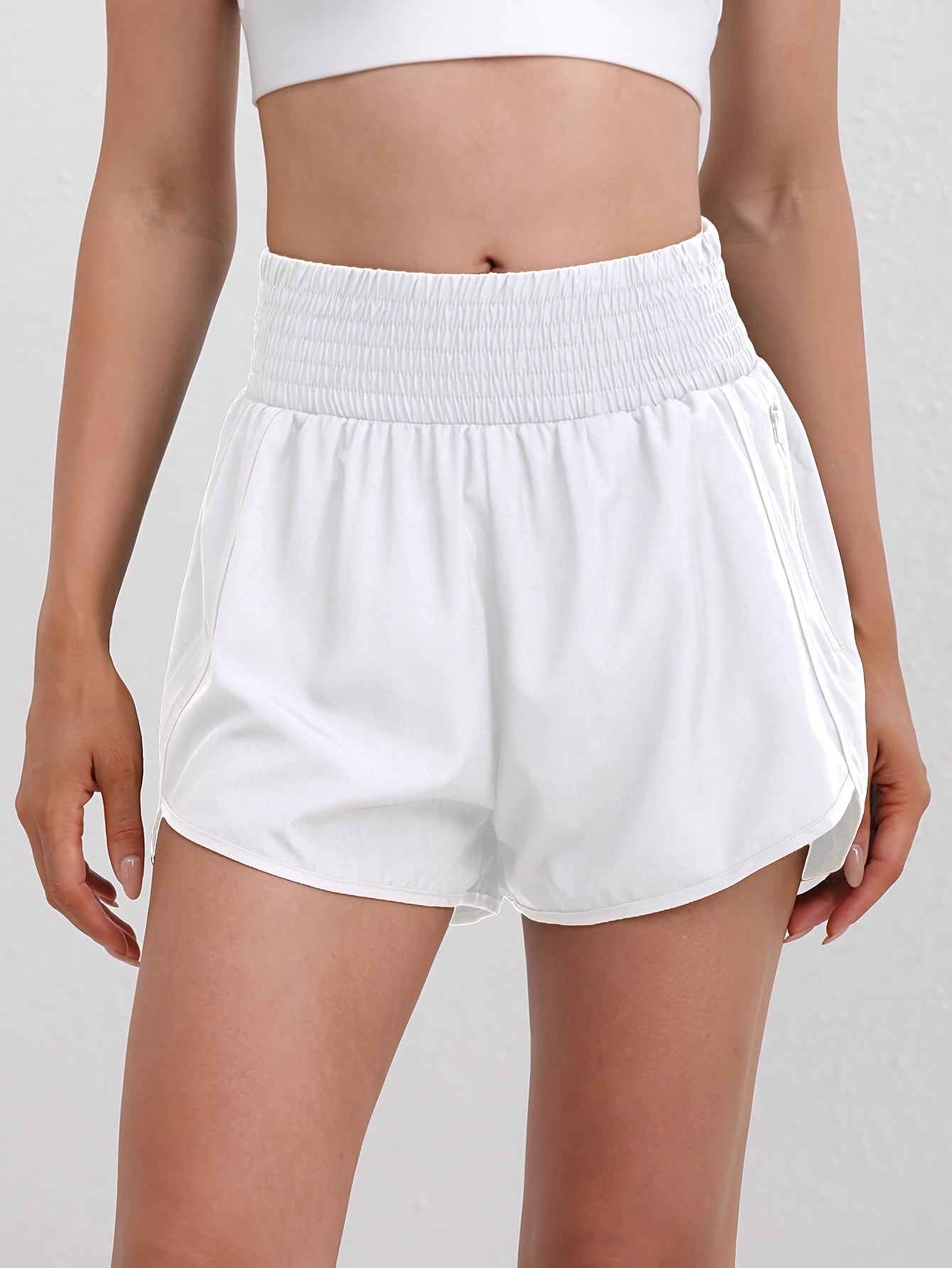 Women's High-Waisted Running Shorts with Pockets – Quick-Dry Elastic Workout Gym Shorts, No Transparency, Slant Pockets, 7 Colors, Sizes S-XXL for Running Yoga Hiking Gym