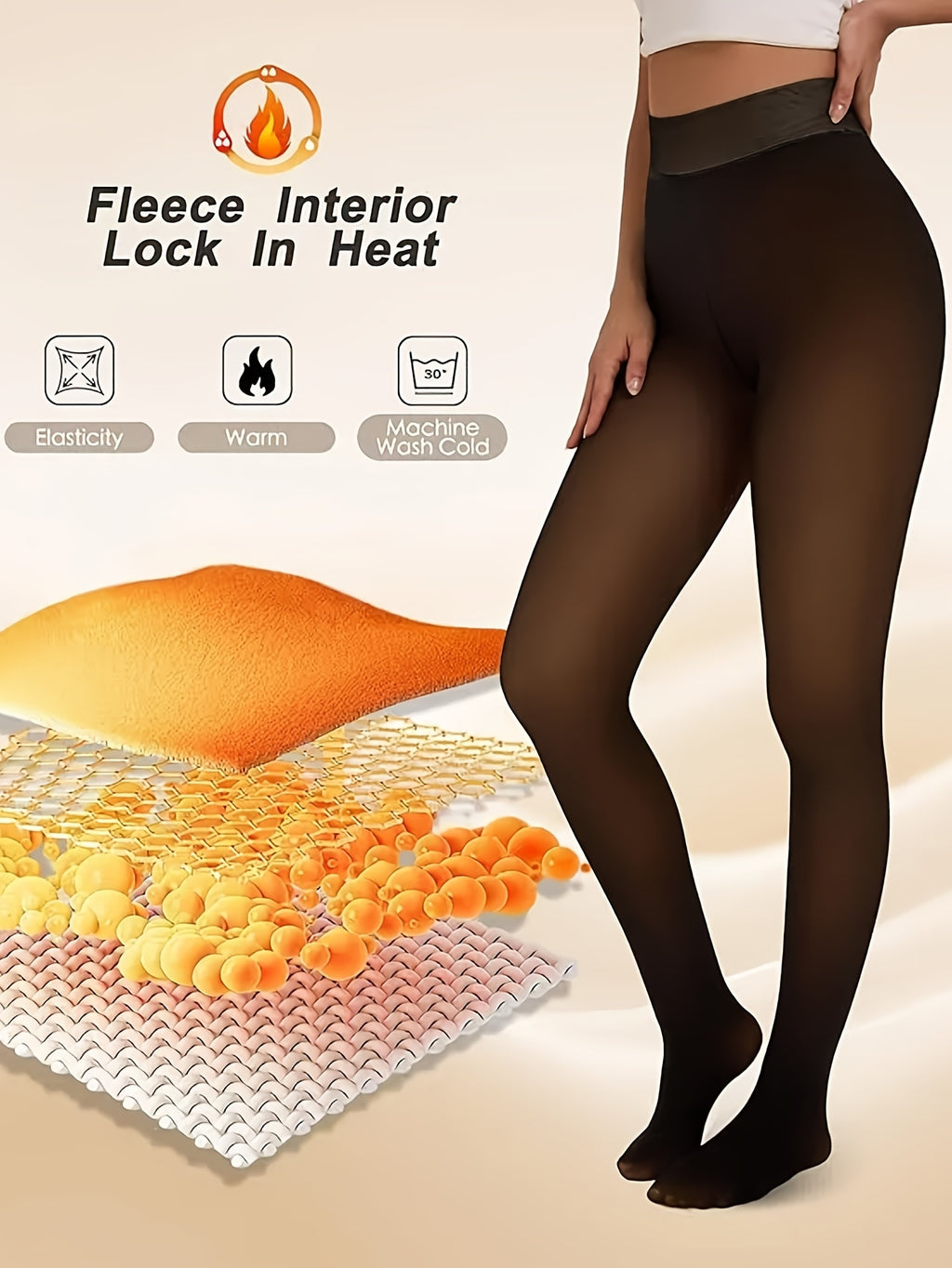 Fleece Lined Tights Women 2 Pack – Winter Warm Pantyhose, High Waist, Soft Stretch Leggings for Sports & Everyday Wear | Black, Tawny, Coffee, Rust | S–XXL