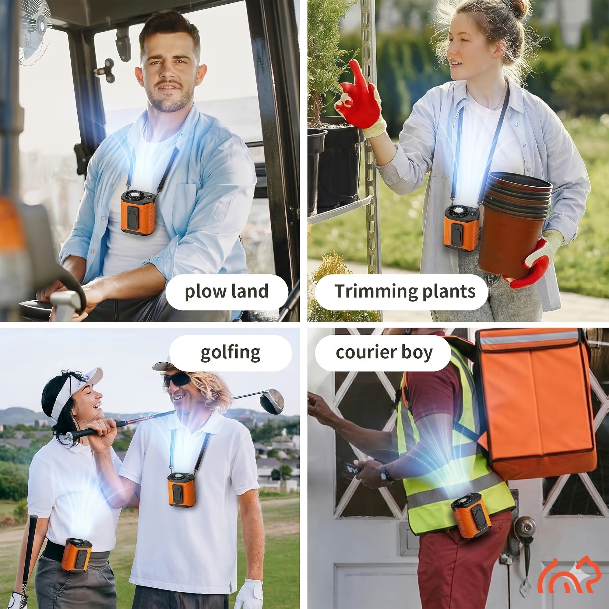 Portable Neck Fan Waist Fan 18000RPM Brushless Motor 199 Speed Settings 5000mAh Battery LED Power Display Outdoor Camping Fishing Hiking Work
