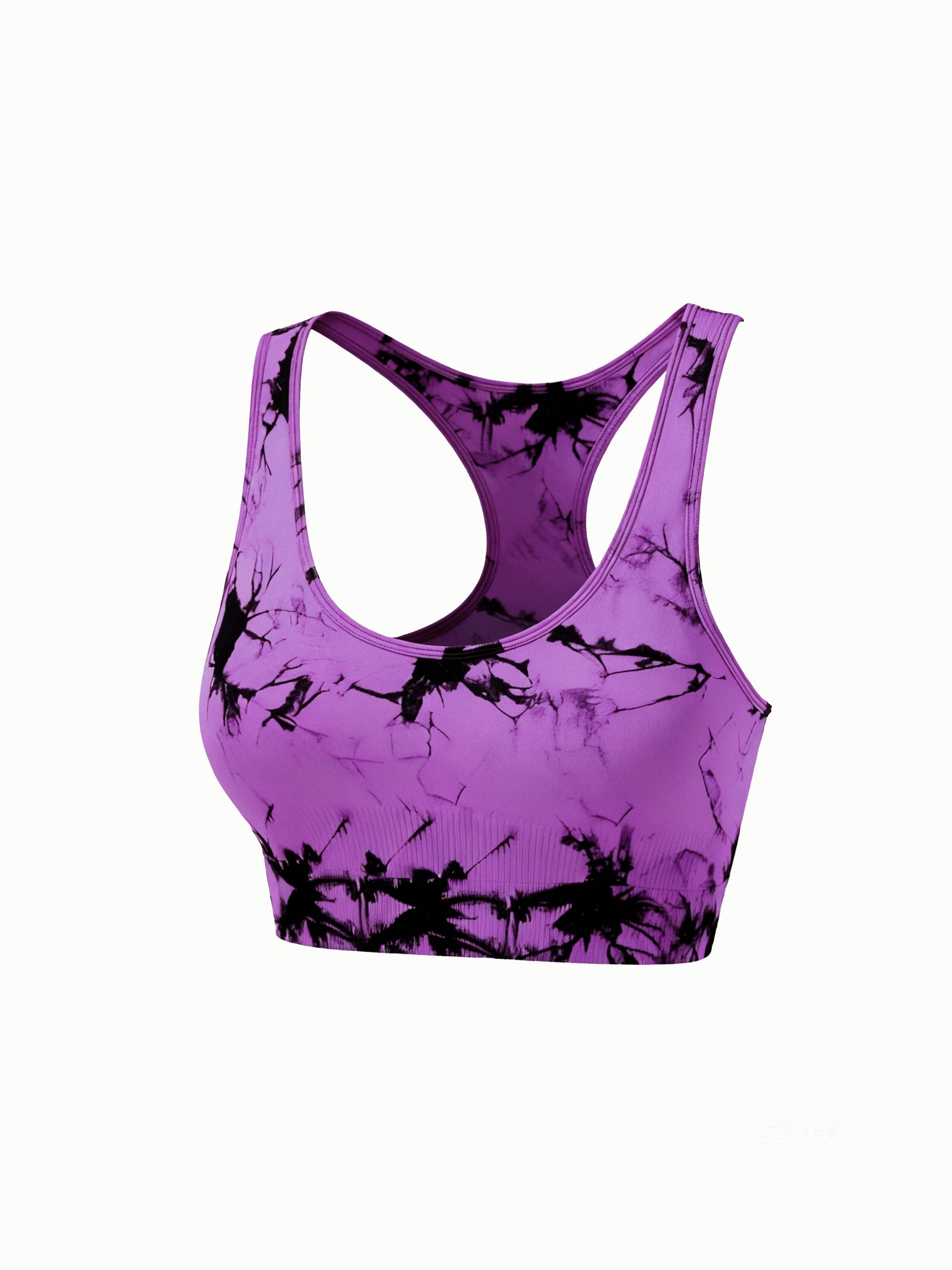 Women's Tie-Dye Seamless Sports Bra & Shorts Set – Belly Support Stretch Activewear Suit for Gym Yoga Fitness Red Blue Purple Dark Brown S M L XL