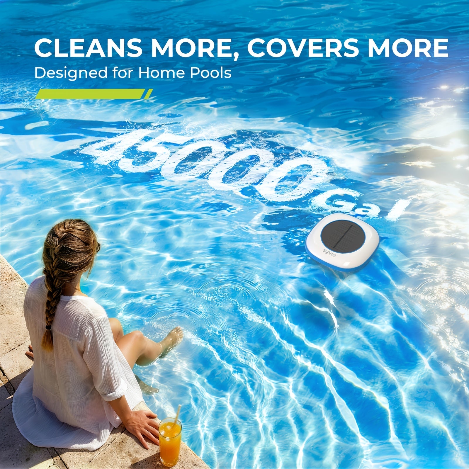 Solar Powered Pool Ionizer - Chemical-Free Floating Water Purifier for Pools Up to 45,000 Gallons - Chlorine Reducer with Brass Parts & Cleaning Brush - Reusable Summer Pool Accessory