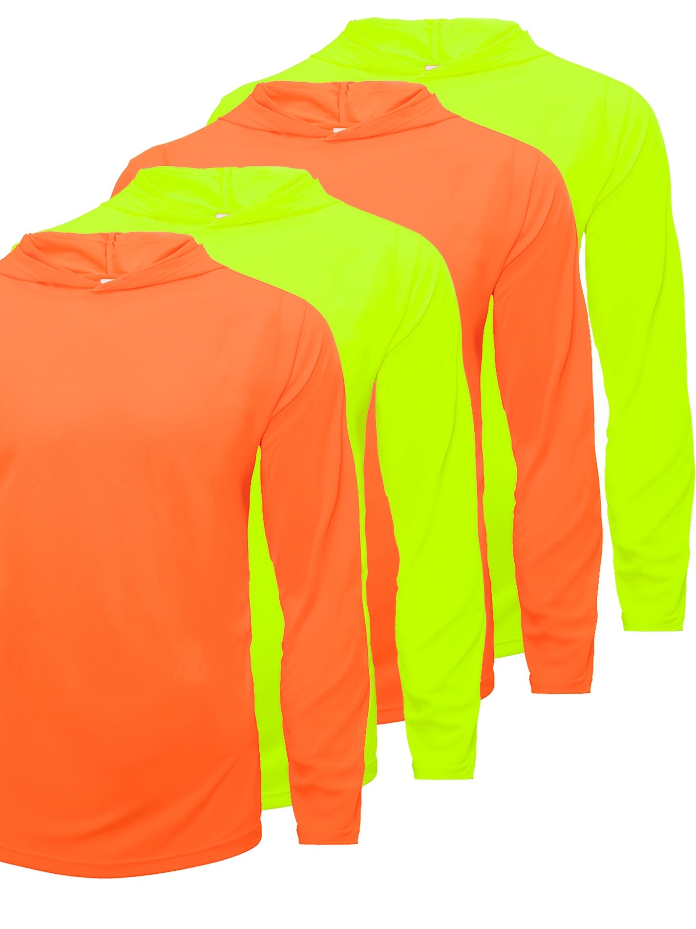 Men's Quick-Dry Pullover Hoodie Sports Top 4-Piece Set – Long Sleeve Hooded Athletic Shirt, Breathable Polyester Activewear for Running Gym Training, 10 Colors Sizes S-XXXL
