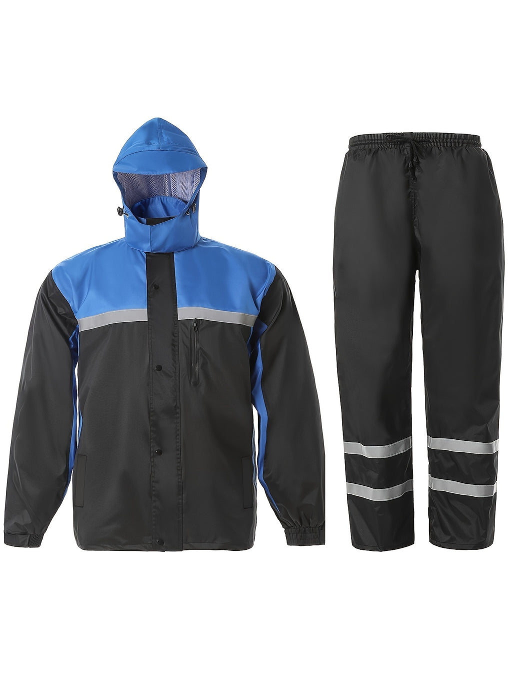 Waterproof Rain Suit for Men High Visibility – Reflective Rain Jacket & Pants for Work Fishing Farming Motorcycle S-XXL (Black, Blue, Yellow)