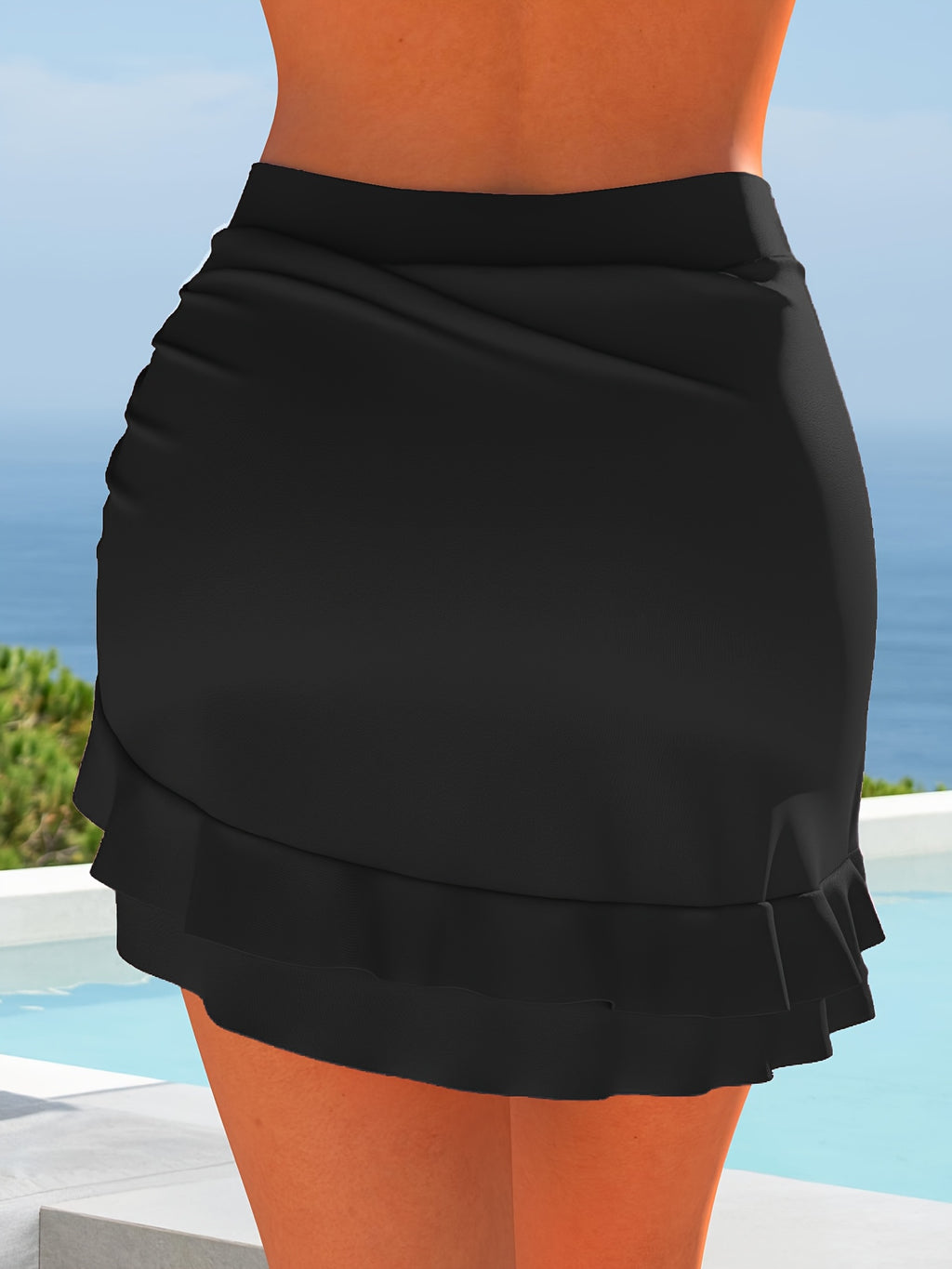 Women's Beach Wrap Skirt Sarong Cover Up – Sexy Solid Black Swimsuit Cover, Sizes S-XXL, Summer Vacation Pool Resort