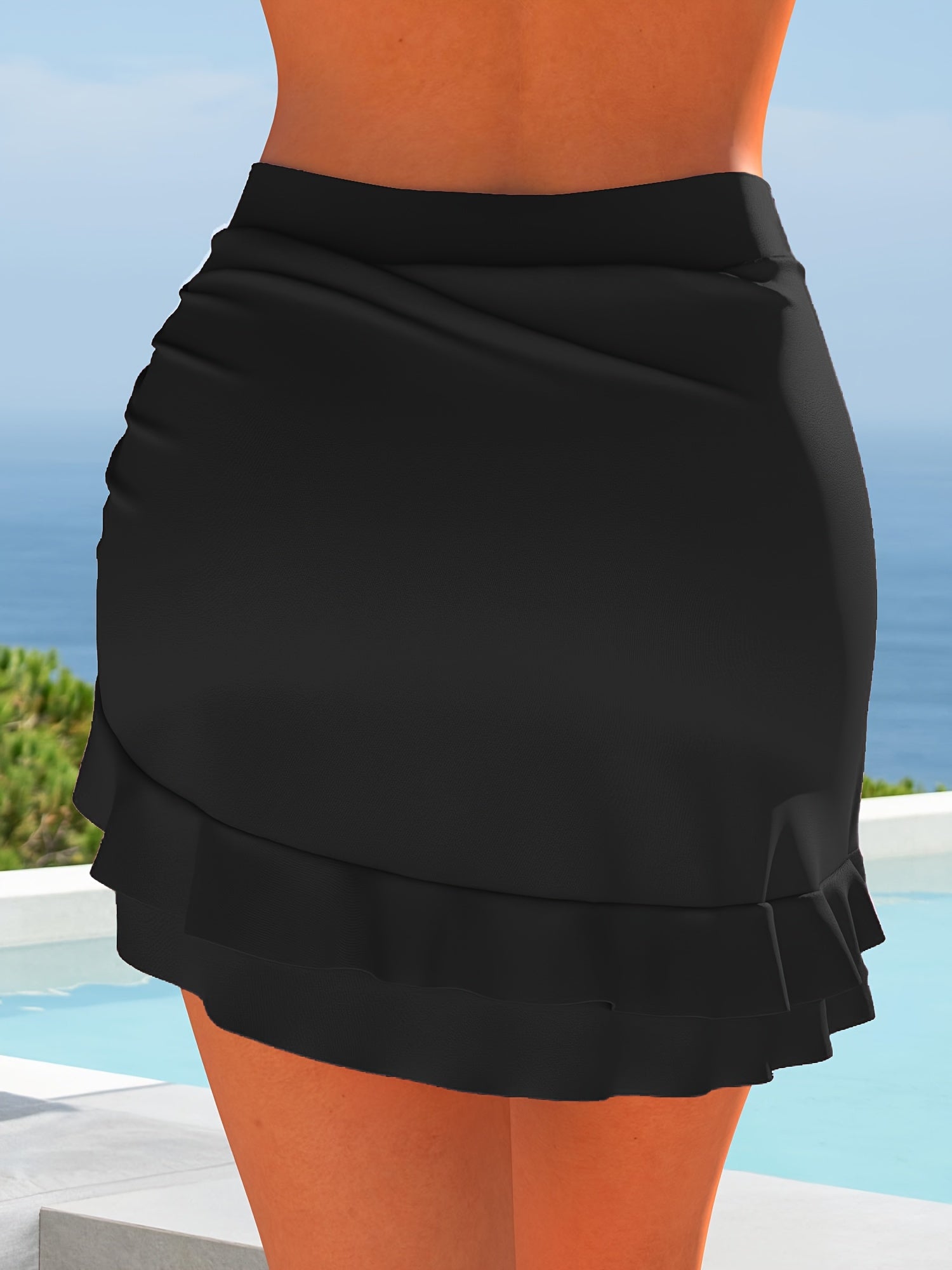Women's Beach Wrap Skirt Sarong Cover Up – Sexy Solid Black Swimsuit Cover, Sizes S-XXL, Summer Vacation Pool Resort