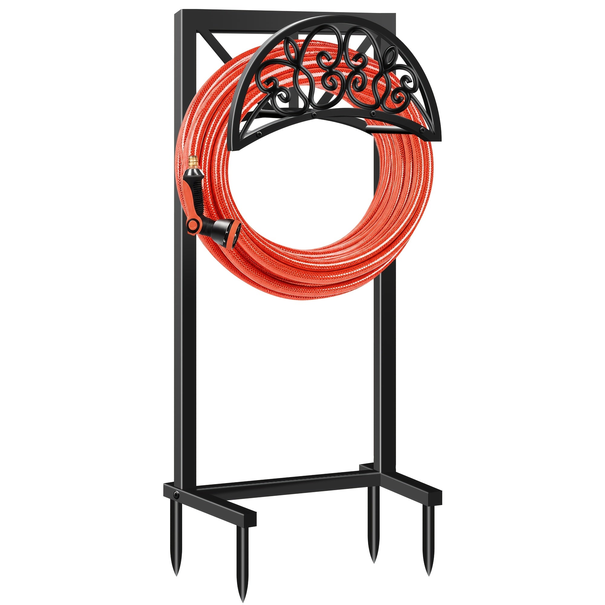 Garden Hose Holder Freestanding – Heavy-Duty Metal Hose Rack with Ground Spikes, Rust-Resistant, Detachable Organizer for Outdoor Lawn, Patio & Garden Beds | Multiple Styles