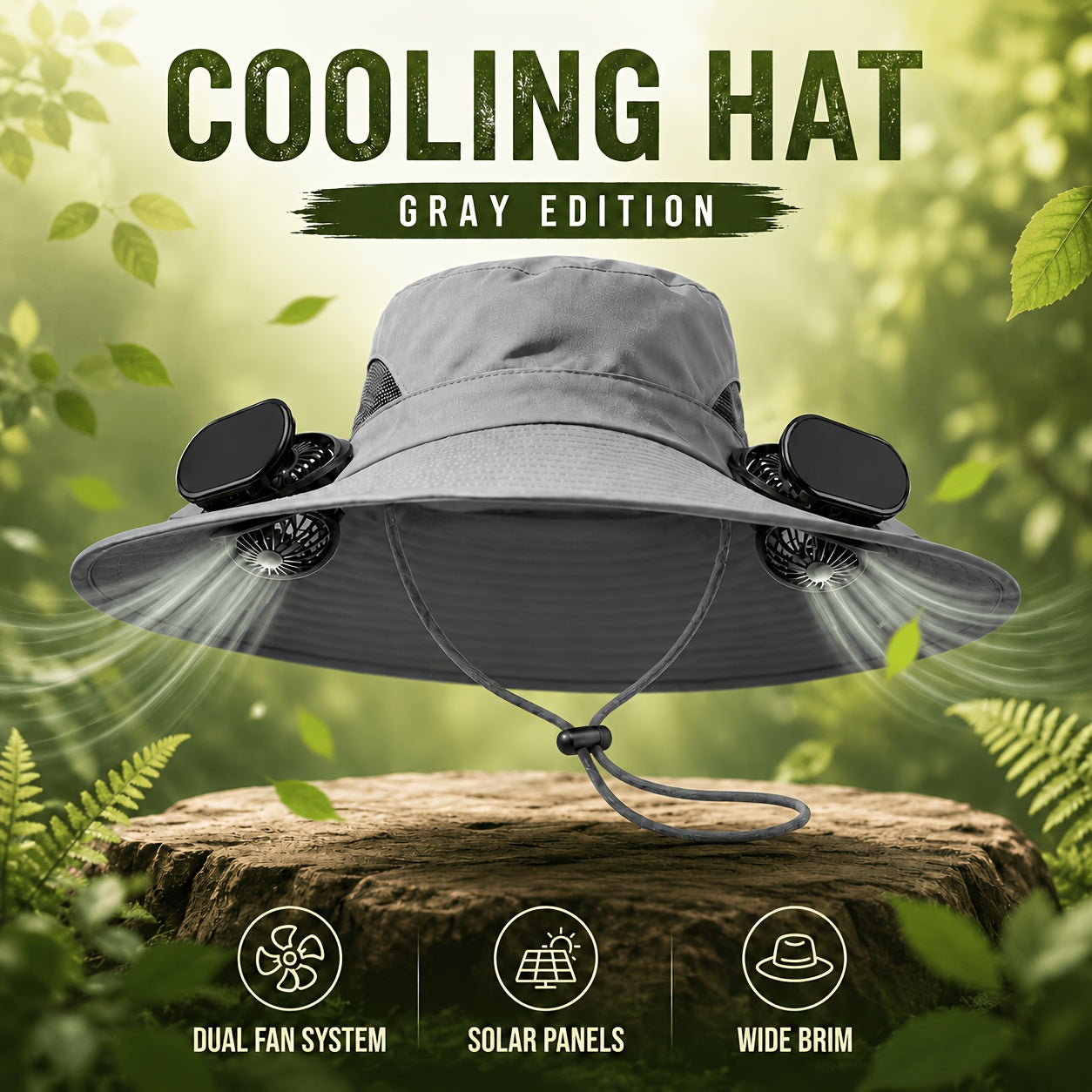 Solar Fan Hat with Built-In Cooling Fans – Breathable Wide Brim Sun Hat for Men & Women, Adjustable Speed for Hiking, Fishing, Gardening & Outdoor Summer Activities