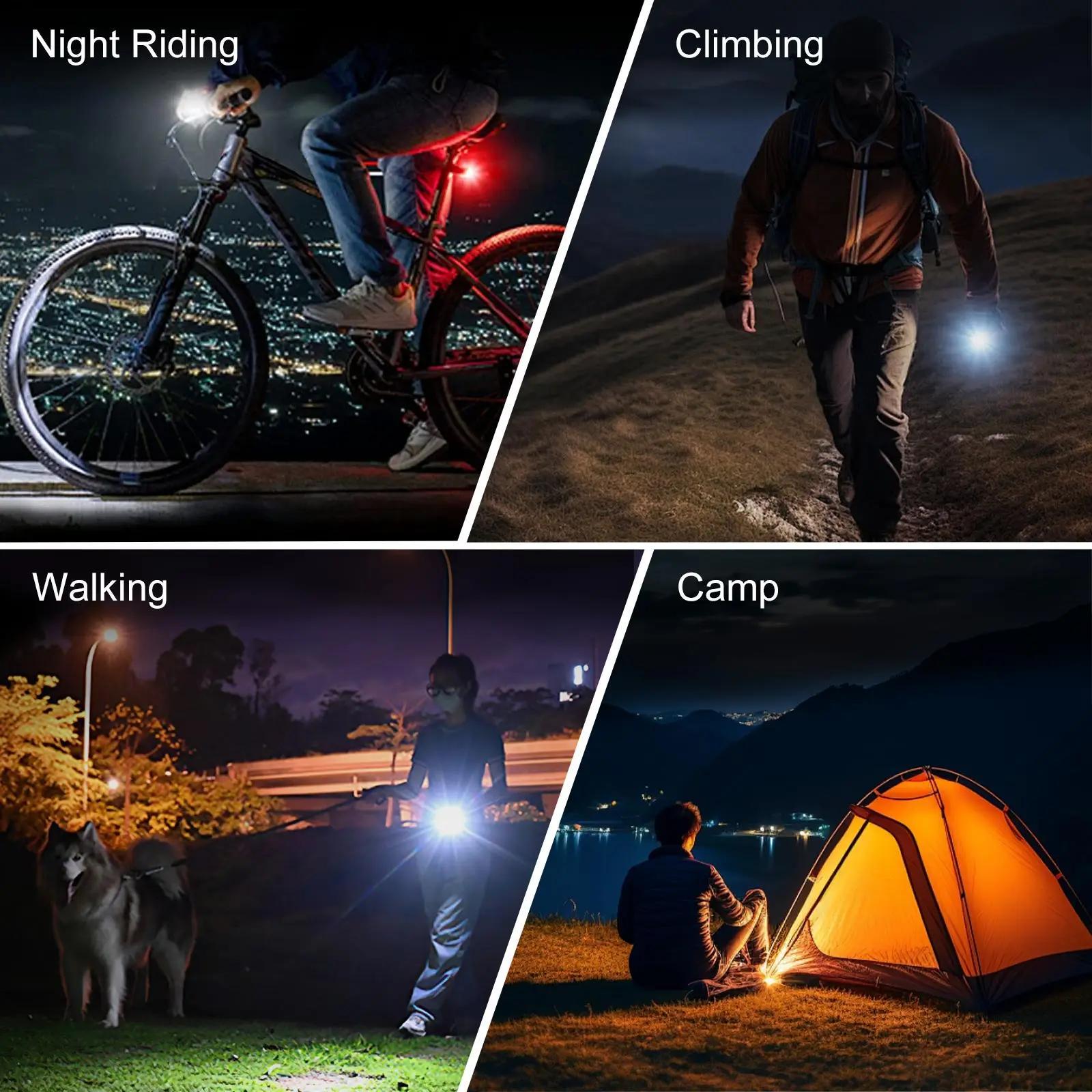 LED Bike Light Set 2pcs USB Rechargeable 1500 Lumen Headlight with Whistle 6 Front Modes 4 Tail Modes Power Display Waterproof Safety Bicycle Lights for Night Riding