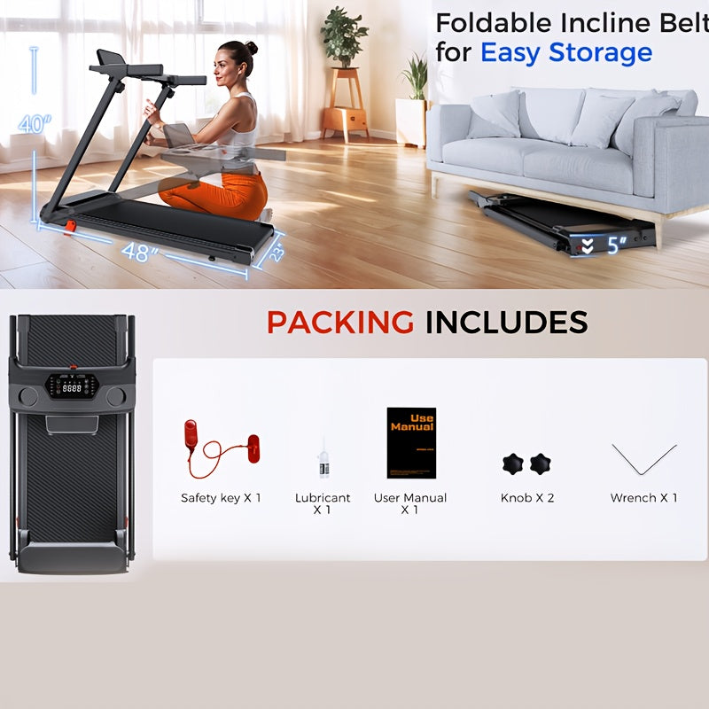 Foldable Treadmill 3-in-1 14% Incline 300 Lbs 3.0HP Quiet Walking Pad – Portable Home Gym Walking Jogging Running Machine with Handle