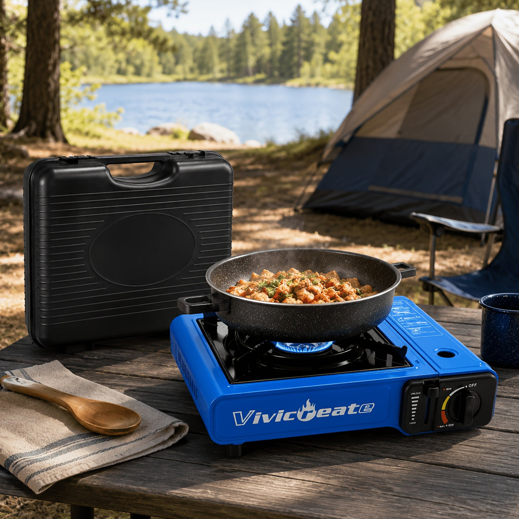Portable Butane Camping Stove 8500 BTU – Compact Outdoor Burner for Cooking, Hiking, Backpacking, Emergency Survival Gear, Windproof Camp Stove