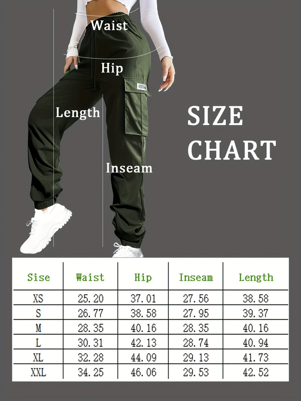 Women's Cargo Pants with Zippered Pockets – Elastic Drawstring Waistband, Large Pocket Casual Outdoor Trousers for Hiking, Travel & Everyday Wear, XS-XXL