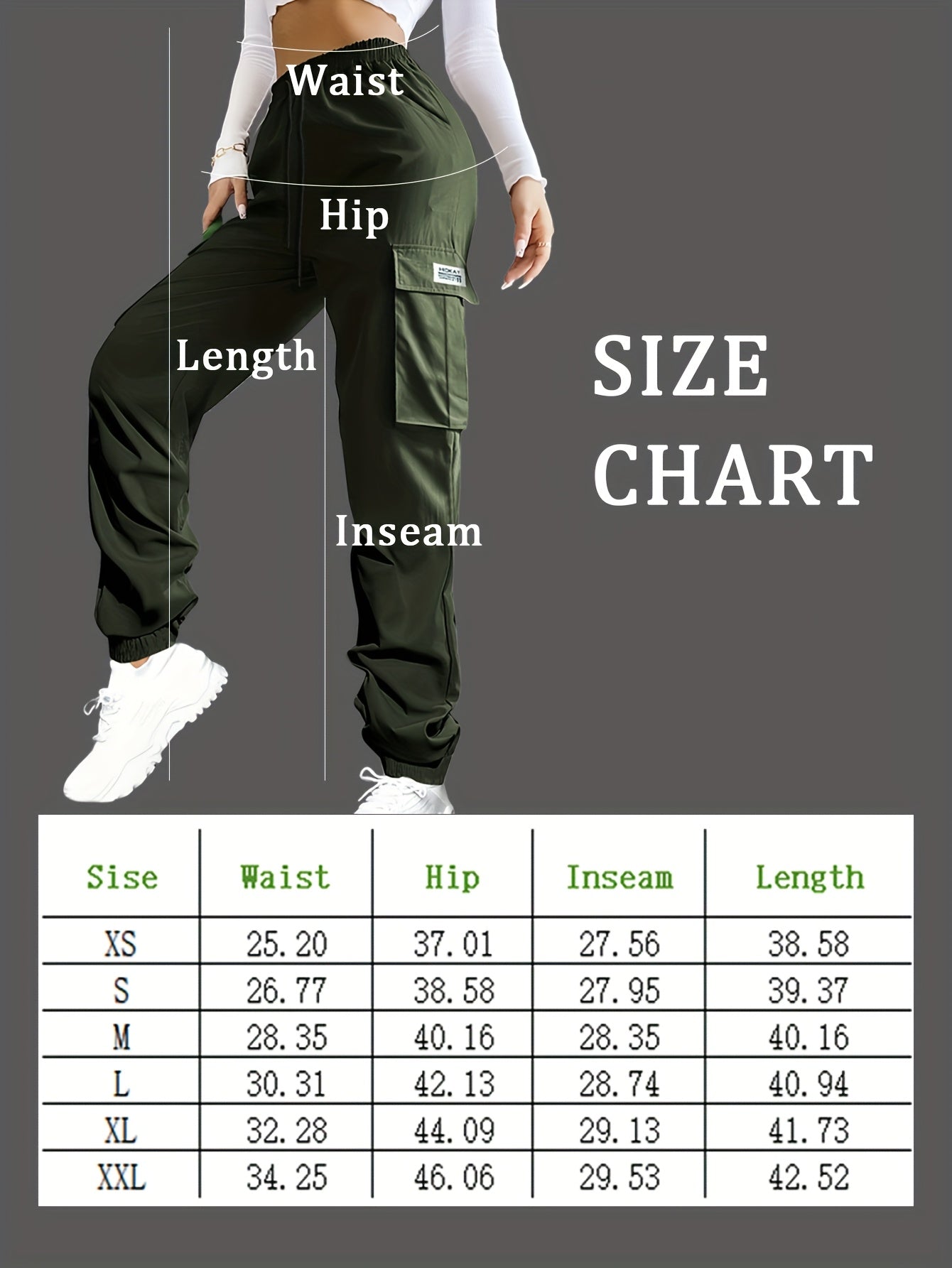 Women's Cargo Pants with Zippered Pockets – Elastic Drawstring Waistband, Large Pocket Casual Outdoor Trousers for Hiking, Travel & Everyday Wear, XS-XXL