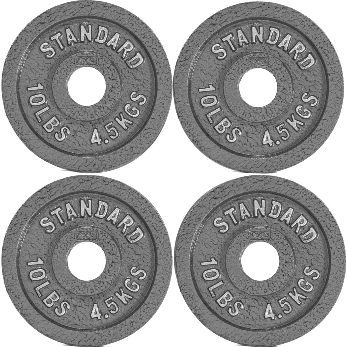 CAPHAUS 2-Inch Solid Cast Iron Weight Plates for Strength Training Weightlifting Bodybuilding Powerlifting - Grey Baked Enamel Barbell Plates 2.5LB 5LB 10LB 25LB 35LB 45LB 100LB Single & Sets