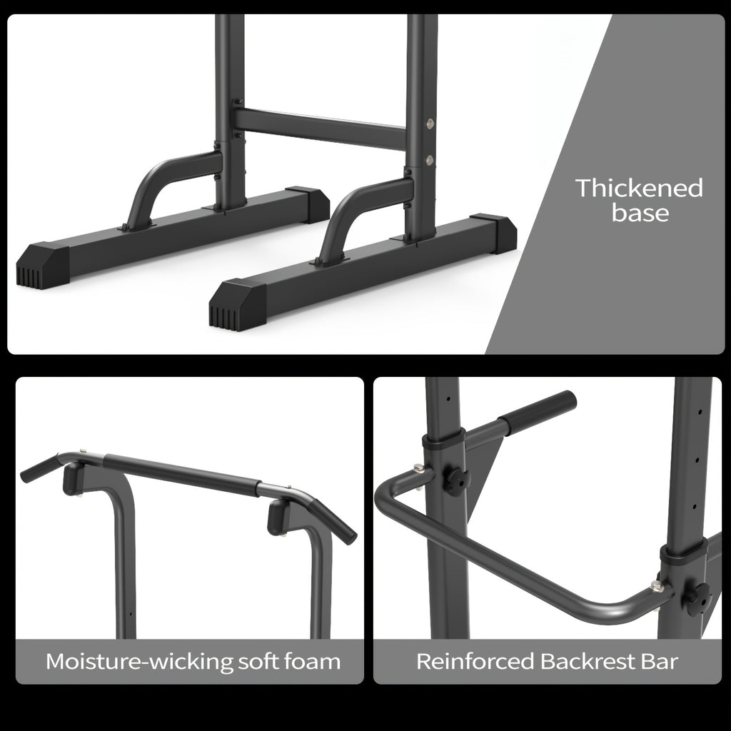 Power Tower Dip Station with Adjustable Height for Home Gym, Multi-Function Pull Up Bar Station for Strength Training, Workout Fitness Station for Dips Push Ups Knee Raises
