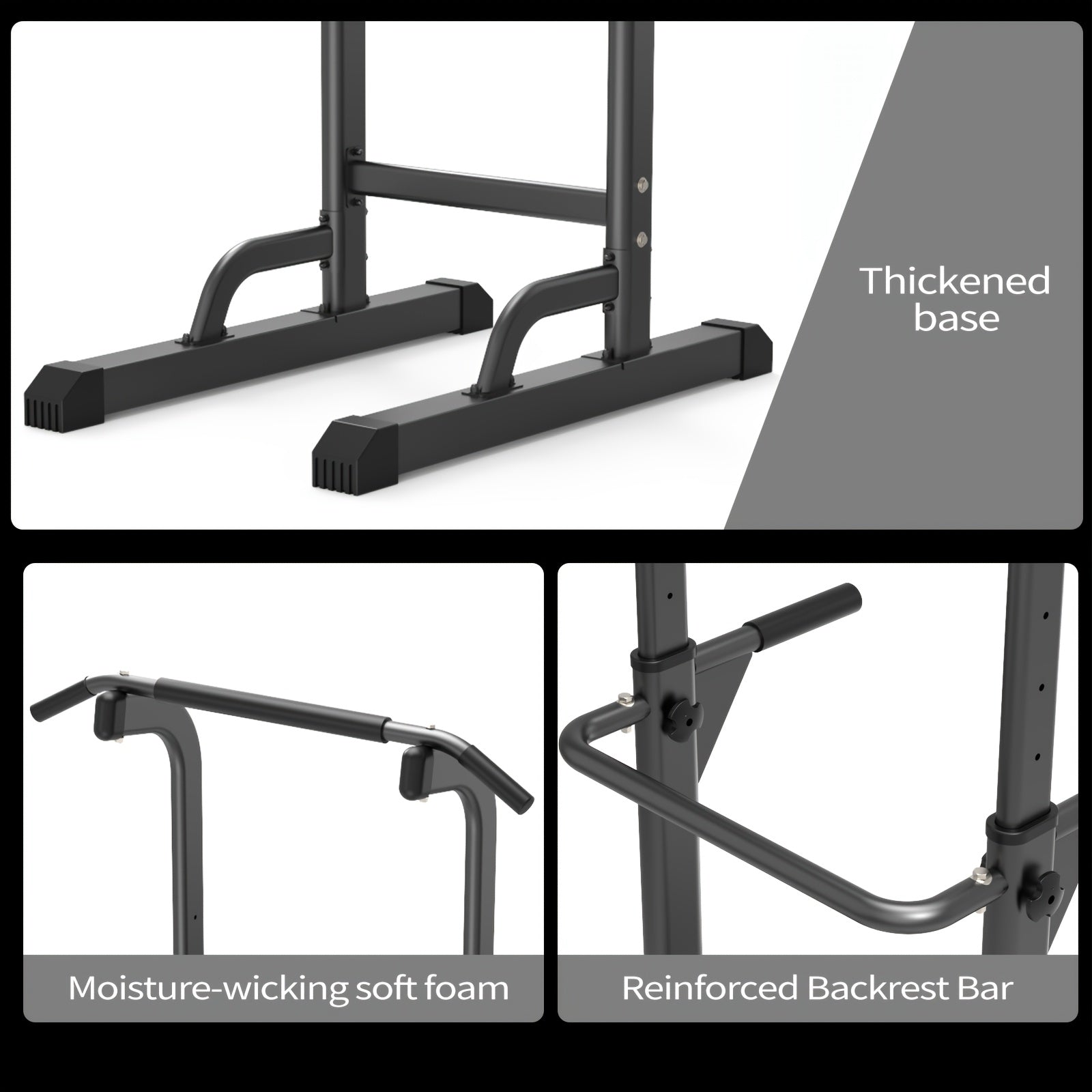 Power Tower Dip Station with Adjustable Height for Home Gym, Multi-Function Pull Up Bar Station for Strength Training, Workout Fitness Station for Dips Push Ups Knee Raises