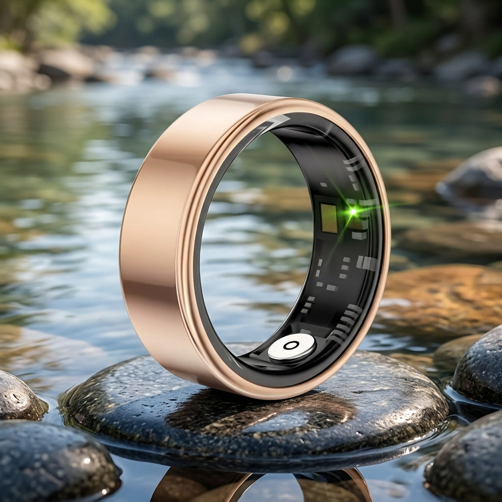 Smart Ring Fitness Tracker - Bluetooth 5.3 Health Monitoring Ring with 100+ Sports Modes, HRV Heart Rate, Stress Monitor, Body Temperature, IP68 Waterproof, iPhone & Android Compatible, Sizes 7-13