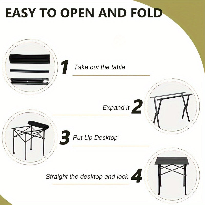 Portable Folding Camping Table with Storage Bag - Lightweight Large Outdoor Picnic Table for Camping, BBQ, Garden, Beach & Backyard, Foldable Camp Table for Family