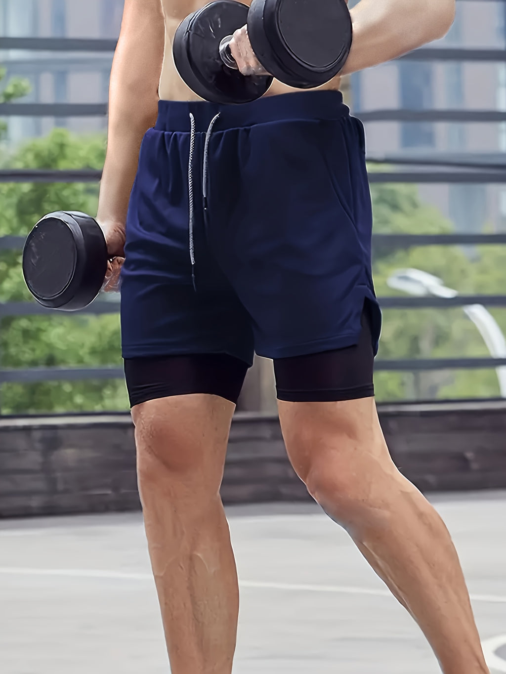 Men's 2-in-1 Running Shorts with Compression Liner – 7 Inch Quick-Dry Workout Shorts for Gym, Yoga & Outdoor Sports, Sizes S-XXL, 3 Colors