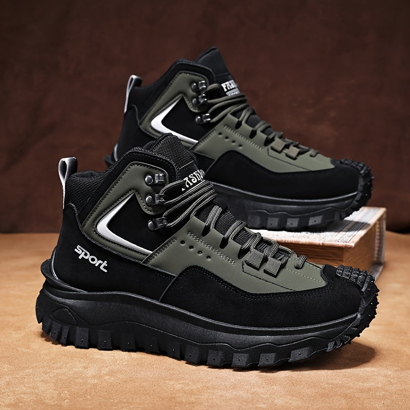 Men's Walking Shoes Color Block Anti-Slip Wear-Resistant PU Upper - Lightweight Casual Street Sport Sneakers for Outdoor Travel, Sizes US 7-12.5