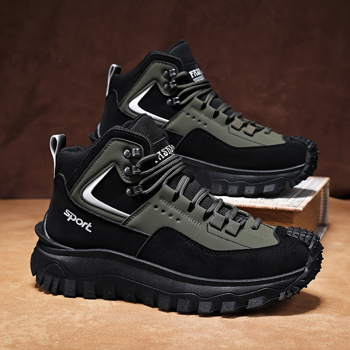 Men's Walking Shoes Color Block Anti-Slip Wear-Resistant PU Upper - Lightweight Casual Street Sport Sneakers for Outdoor Travel, Sizes US 7-12.5