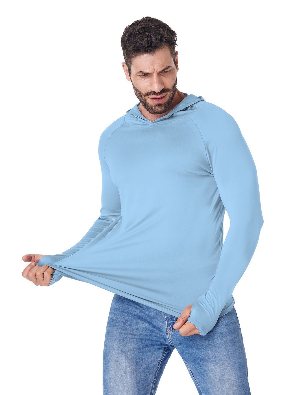 5 Pack Men's Athletic Hoodies Long Sleeve Quick Dry Running Shirts Thumb Holes – Lightweight Rash Guards Fishing S-XXL