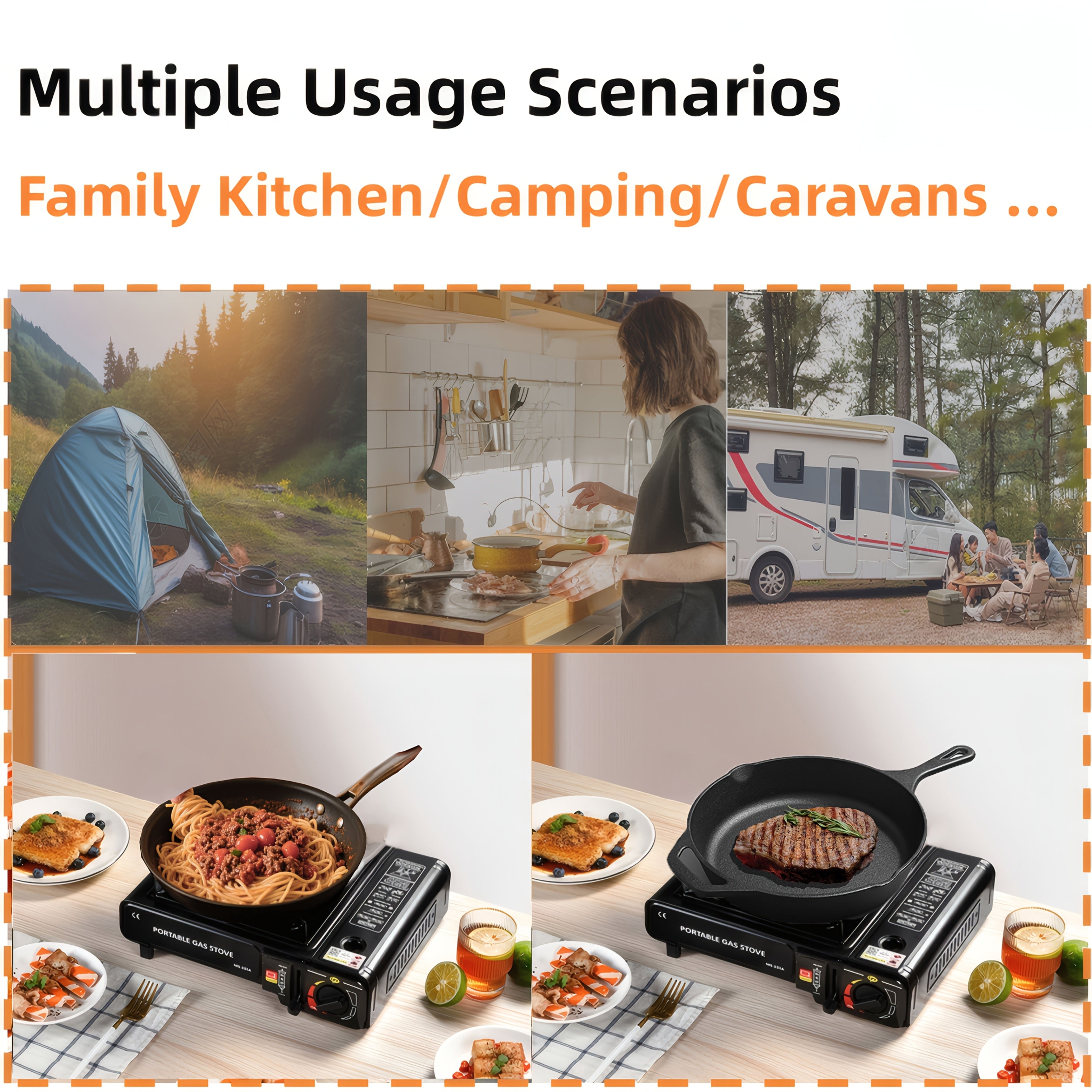 Butane Camping Stove with Carrying Case – Portable Press-Ignition Camp Stove for Outdoor Cooking BBQ RV Backpacking Emergency Preparedness Windproof Dual Fuel Options