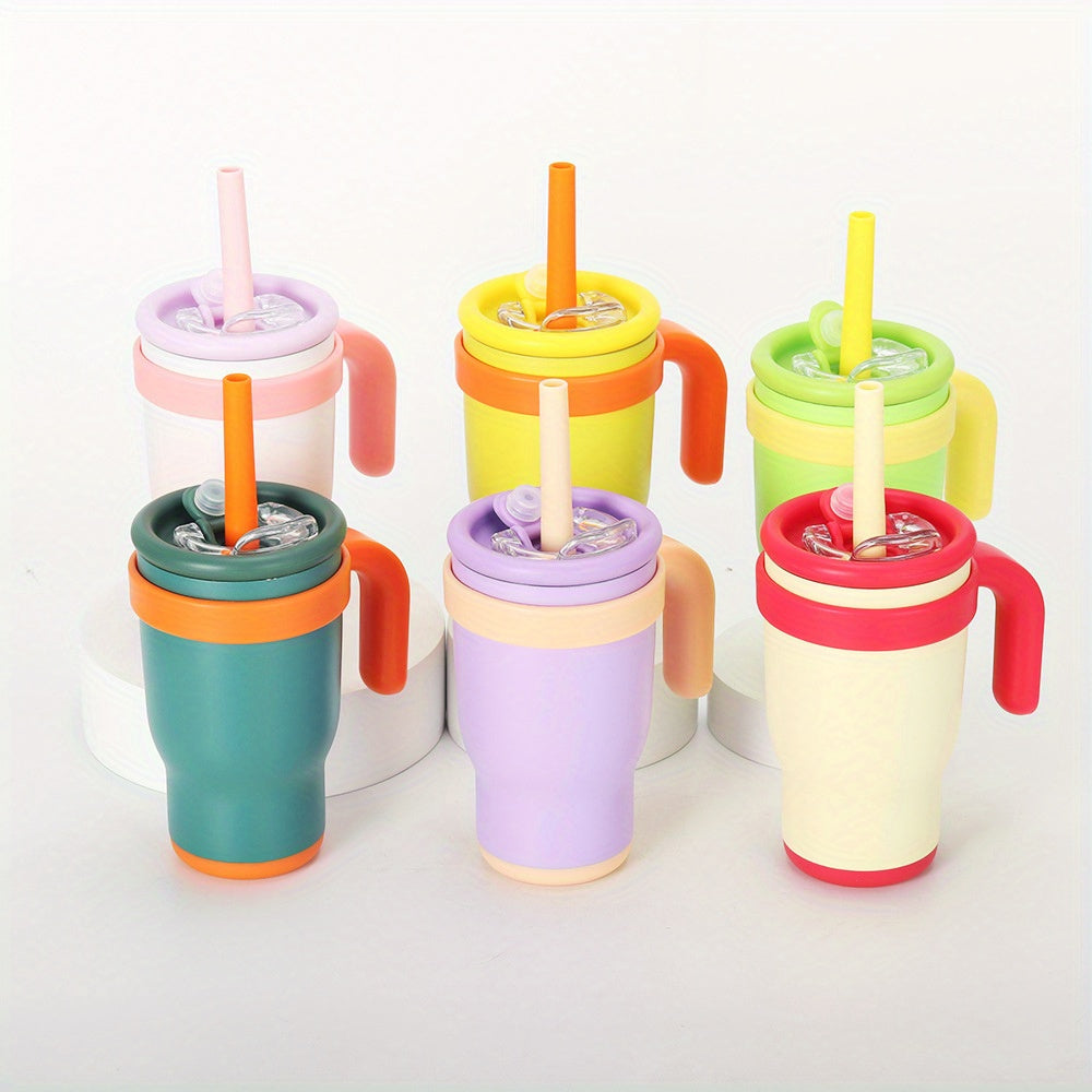 14oz Insulated Coffee Mug with Handle and Straw Double Wall Stainless Steel Tumbler Silicone Boot Sleeve Splash Proof Lid Fits Cup Holders for Women Office Yoga Gym Car 8 Colors
