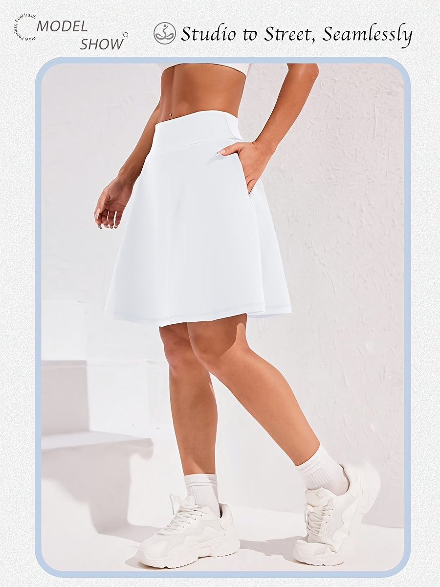 Women's Knee-Length Skort 20-Inch High Waist with 5 Pockets Built-In Shorts Long Athletic Skirt for Tennis Golf Workout Casual Wear S-XXL