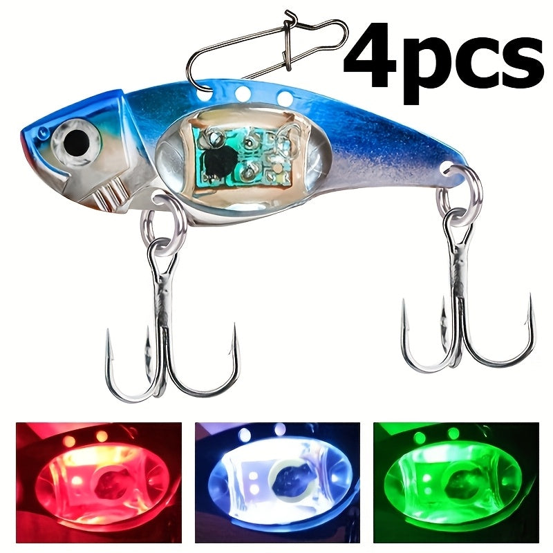 Electronic LED Fishing Lure with Sound & Vibration - Aluminum Alloy Fish-Shaped Bait Attracts Fish from 500M, Outdoor Fishing Gift for Enthusiasts (2/3/4pcs)