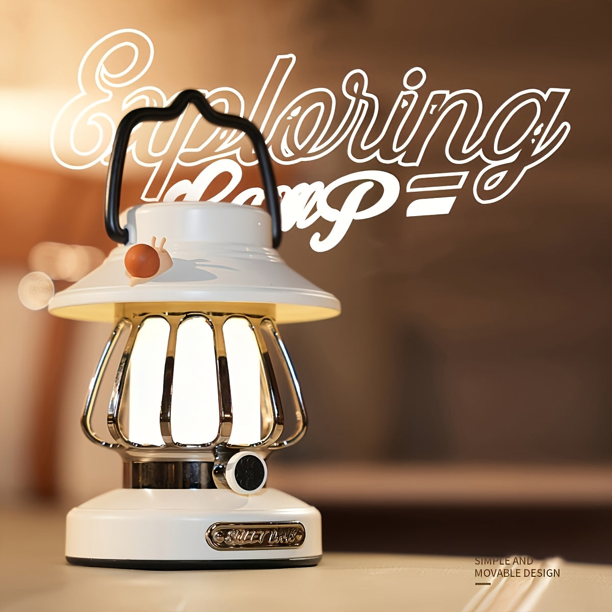 Rechargeable LED Camping Lantern 3-Tone Dimming USB Battery Dual Use - Portable Snail Design Freestanding Camp Light for Outdoor Camping Hiking Emergency - 18650 Battery Green White Pink Purple