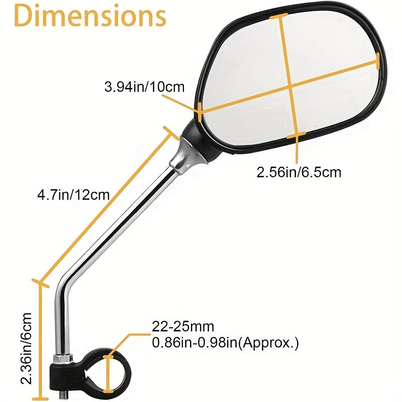 Bike Mirrors 2 Pack Wide Angle 360° Adjustable Bicycle Handlebar Mirrors 22-26mm – Rear View Safety Mirrors for Mountain Road Bike & Motorcycle