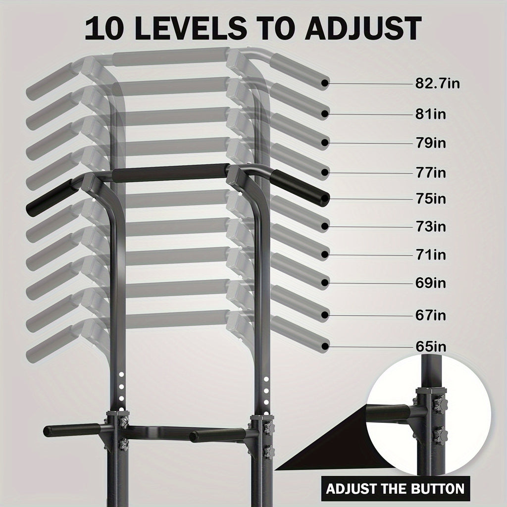 Power Tower Dip Station with Adjustable Pull-Up Bar – 330 lb Capacity Home Gym Strength Training Equipment for Pull-Ups, Dips, Knee Raises & Full Body Workout