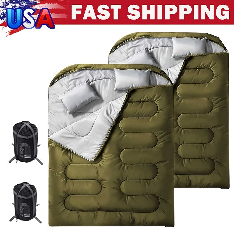 4 Season Sleeping Bag Lightweight Cold Weather – Envelope Design, Drawstring Closure & Adjustable Head Strap | 0–19°F Rated for Camping, Backpacking, Hiking & Mountaineering | 1 or 2 Pack