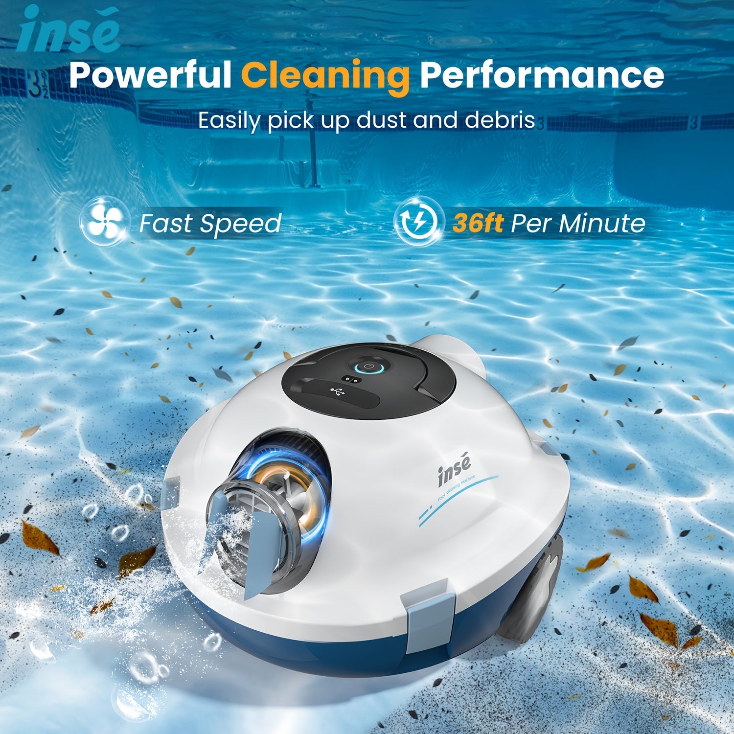 Cordless Robotic Pool Cleaner Automatic Vacuum 90 Min Runtime IPX8 Waterproof Self-Parking Lightweight, Robot Pool Cleaner for Flat Above Ground In-Ground Pool Up to 65 Ft 1100 Sq Ft
