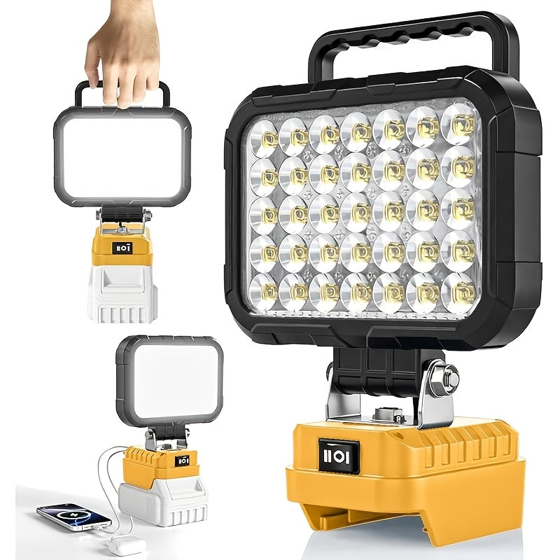Cordless LED Work Light 140° Rotating Floodlight – Compatible with Makita 18V & Milwaukee M18, Ultra-Bright Job Site Construction Light for Garage, Auto Repair & DIY (Battery Not Included)